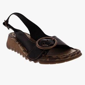 Fly London Black and Brown Sandals